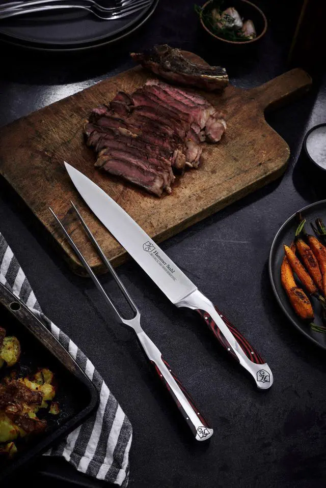 Alt view image 7 of 10 - Hammer Stahl Carving Knife and Fork Set