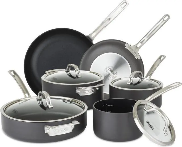 Alt view image 2 of 8 - Viking Culinary Hard Anodized Nonstick Cookware Set, 10 Piece, Gray