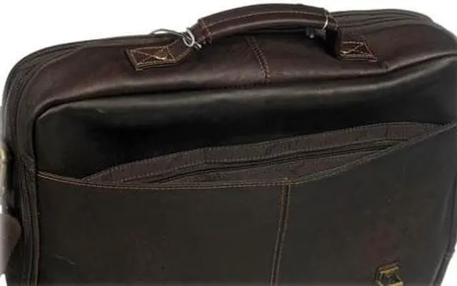 Alt view image 12 of 20 - Samsonite Columbian Leather Flapover Laptop Case