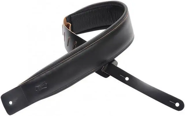 Alt view image 2 of 8 - Levy's 2.5" Foam Padded Leather Guitar Strap, Black