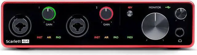 Alt view image 9 of 13 - Focusrite Scarlett 4i4 3rd Generation Audio Interface
