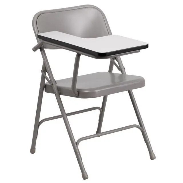 Alt view image 2 of 15 - Flash Furniture HF-309AST-RT-GG Premium Steel Folding Chair with Right Handed Tablet Arm, Beige/Gray