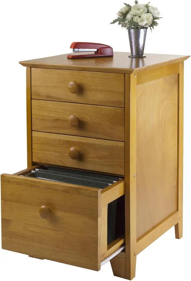 Alt view image 6 of 15 - Winsome 99428 Honey Beechwood FILE CABINET 4-DRAWER