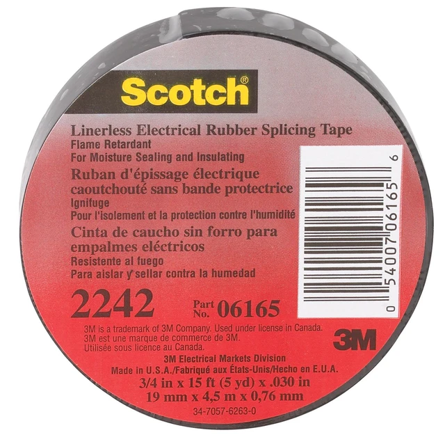 Alt view image 2 of 10 - Tape Elec 3/4In 15Ft 30Mil Epr 3M Wire Terminal Ends 2242 Black EPR 054007061656
