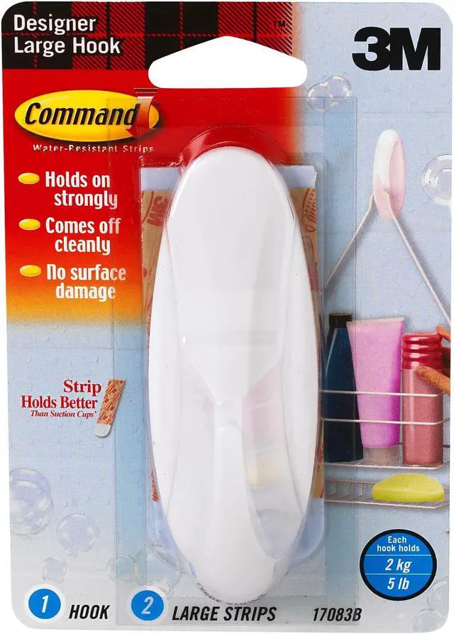 Alt view image 2 of 7 - 3M 17083B Command Designer Large Bath Hook 1 hook, 2 strips