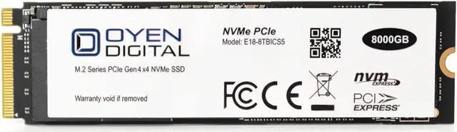 Alt view image 2 of 3 - Oyen Digital 8TB NVMe M.2 2280 Gen4 PCIe TLC BiCS6 SSD