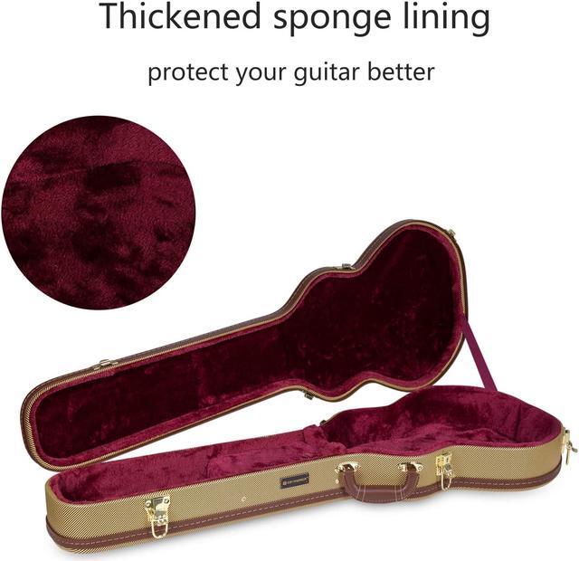 Alt view image 2 of 7 - Crossrock CRW600LTW Hardshell Arch Top Wooden Multi-ply Wooden Electric Guitar Case, Les Paul Body Style in Vintage Tweed