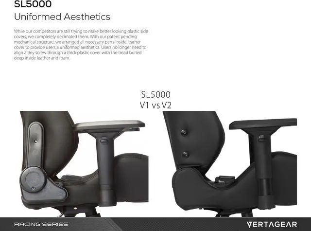 Alt view image 5 of 11 - Vertagear VG-SL5000_BK S-Line SL5000 Gaming Chair