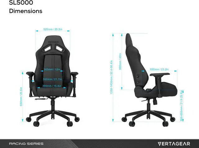 Alt view image 7 of 11 - Vertagear VG-SL5000_BK S-Line SL5000 Gaming Chair