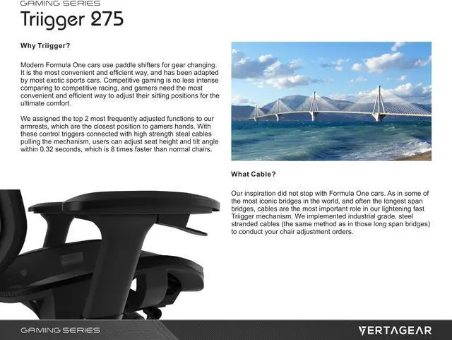 Alt view image 8 of 8 - Vertagear Gaming Series Triigger 275 Ergonomic Office Chair (White)