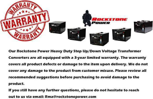 Alt view image 5 of 7 - Rockstone Power 1000 Watt Voltage Converter Transformer - Heavy Duty Step Up/Down AC 110V/120V/220V/240V Power Converter - Circuit Breaker Protection – DC 5V USB Port - CE Certified [3-Year Warranty]