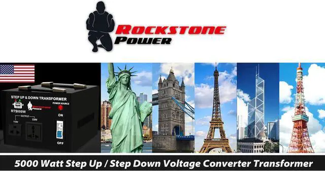 Alt view image 3 of 7 - Rockstone Power 5000 Watt Voltage Converter Transformer - Heavy Duty Step Up/Down AC 110V/120V/220V/240V Power Converter - Circuit Breaker Protection – DC 5V USB Port - CE Certified [3-Year Warranty]