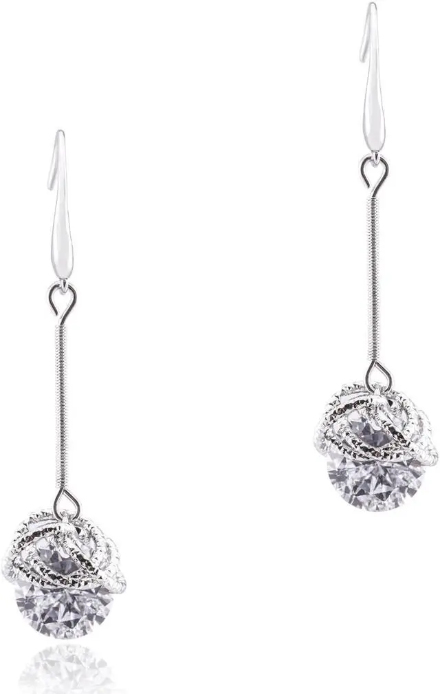 Main image of 18k Gold Plated Cubic Zirconia Twist Rings Drop Earrings (6.50 carats)