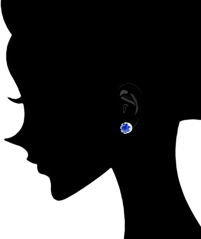 Alt view image 2 of 4 - 18k Gold Plated Cubic Zirconia Crown Solitaire Stud Earrings (3.50 carats)