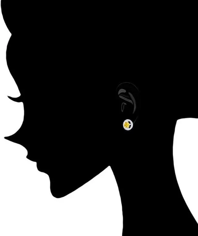 Alt view image 2 of 4 - 18k Gold Plated Illusion Solitaire Cubic Zirconia Halo Stud Earrings (2.25 carats)