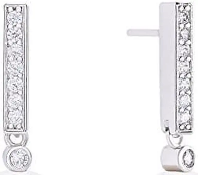 Main image of 18k Gold Plated Round Shell Pearl with Cubic Zirconia Accented Drop Earrings (10.5-11mm)