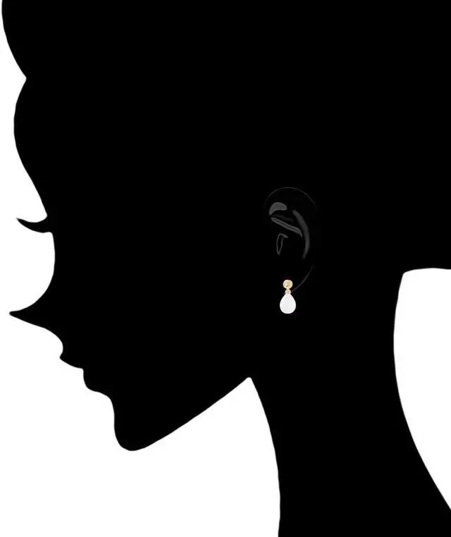 Alt view image 2 of 4 - 18k Gold Plated White Shell Pearl with Cubic Zirconia Earrings (11.5-12mm, 1.20 carats)