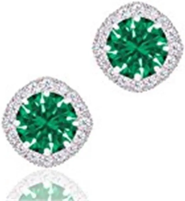 Main image of ORROUS & CO Legacy Collection 18K Gold Plated Cubic Zirconia Cushion Shape Halo Stud Earrings