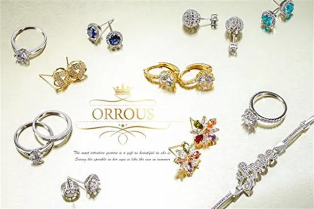 Alt view image 2 of 4 - ORROUS & CO Legacy Collection 18K Gold Plated Cubic Zirconia Cushion Shape Halo Stud Earrings