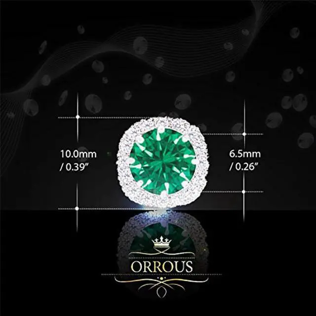Alt view image 3 of 4 - ORROUS & CO Legacy Collection 18K Gold Plated Cubic Zirconia Cushion Shape Halo Stud Earrings
