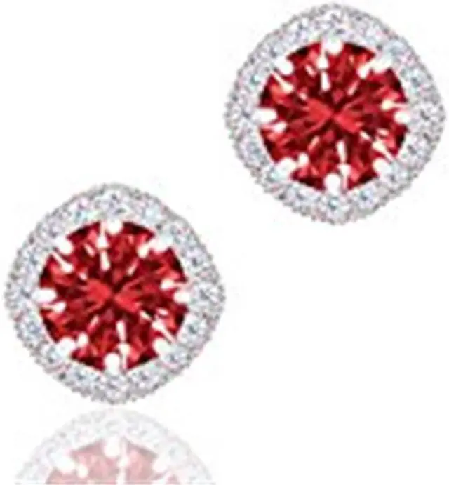 Alt view image 3 of 3 - ORROUS & CO Legacy Collection 18K Gold Plated Cubic Zirconia Cushion Shape Halo Stud Earrings