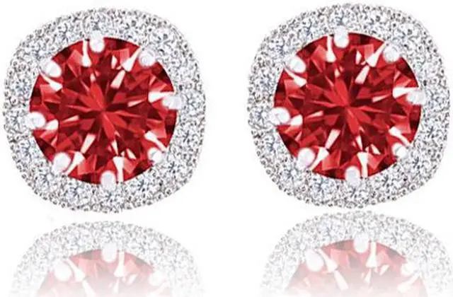 Alt view image 2 of 3 - ORROUS & CO Legacy Collection 18K Gold Plated Cubic Zirconia Cushion Shape Halo Stud Earrings