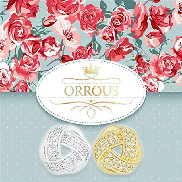 Alt view image 3 of 4 - ORROUS & CO Legacy Collection 18K Gold Plated Cubic Zirconia Twisted Love Knot Stud Earrings