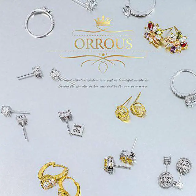 Alt view image 4 of 4 - 18k White Gold Plated "V" Shaped Victory Cubic Zirconia Stud Earrings by Orrous & Co.