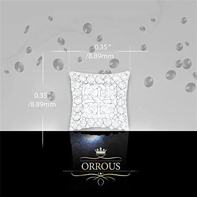 Alt view image 3 of 4 - 18k White Gold Plated Cubic Zirconia Square Unisex Stud Earrings by ORROUS & CO