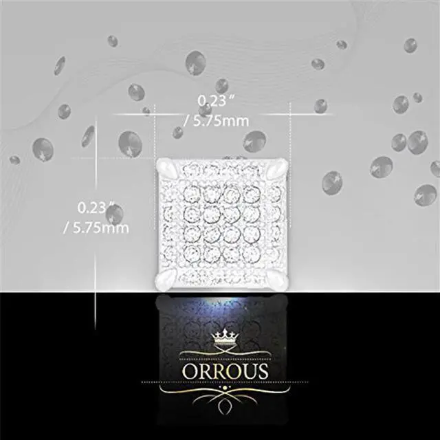 Alt view image 3 of 4 - 18k White Gold Plated Cubic Zirconia Ice Cube Dice Shape Unisex Stud Earrings by ORROUS & CO