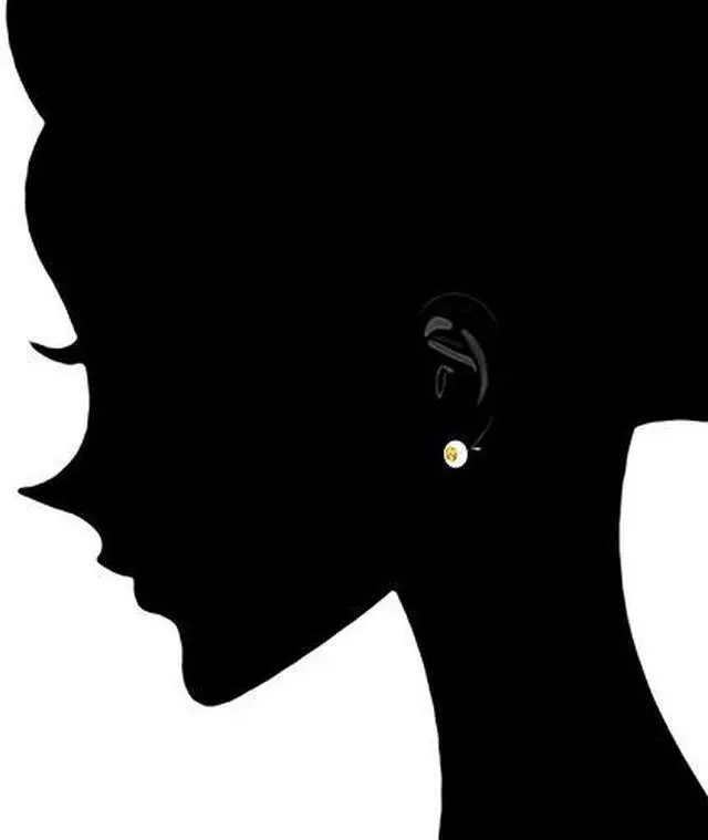 Alt view image 2 of 3 - 18k Gold Plated Bezel Cubic Zirconia Solitaire Stud Earrings (5.00 carats)
