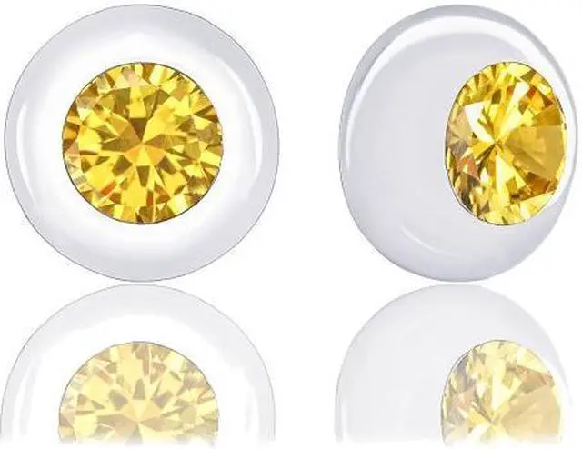 Main image of 18k Gold Plated Bezel Cubic Zirconia Solitaire Stud Earrings (5.00 carats)