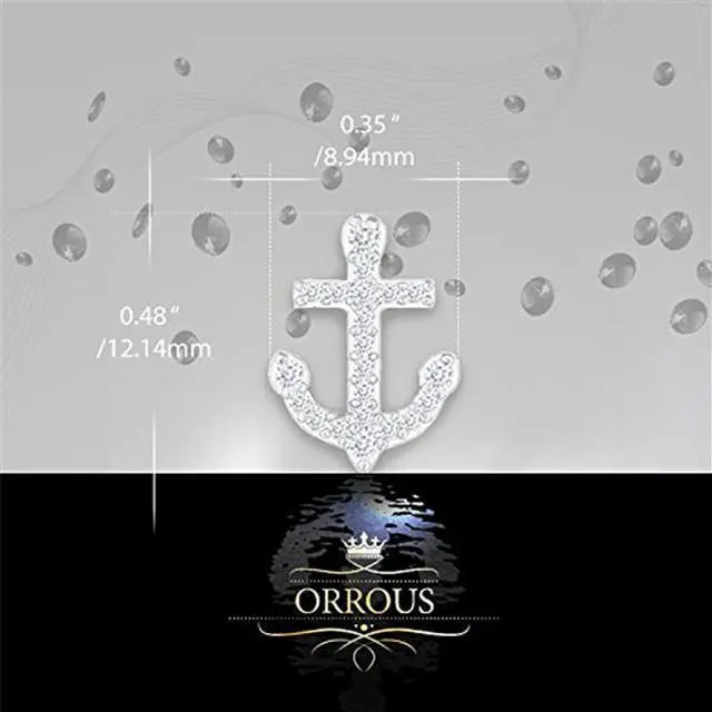 Alt view image 4 of 4 - 18k White Gold Plated Cubic Zirconia Anchor Stud Earrings by Orrous & Co
