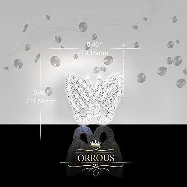 Alt view image 3 of 4 - 18k White Gold Plated Cubic Zirconia Butterfly Stud Earrings by ORROUS & CO