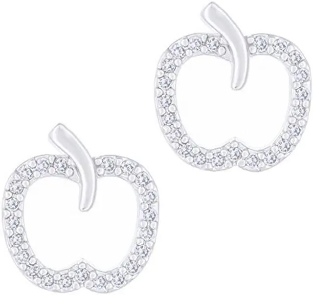 Main image of 18k White Gold Plated Cubic Zirconia Apple Stud Earrings by Orrous & Co