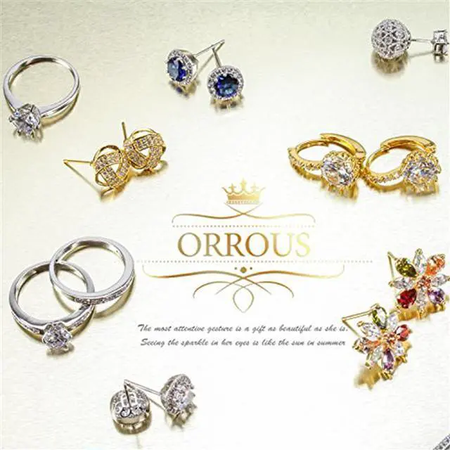Alt view image 4 of 4 - 18k White Gold Plated Cubic Zirconia Cat Stud Earrings by Orrous & Co