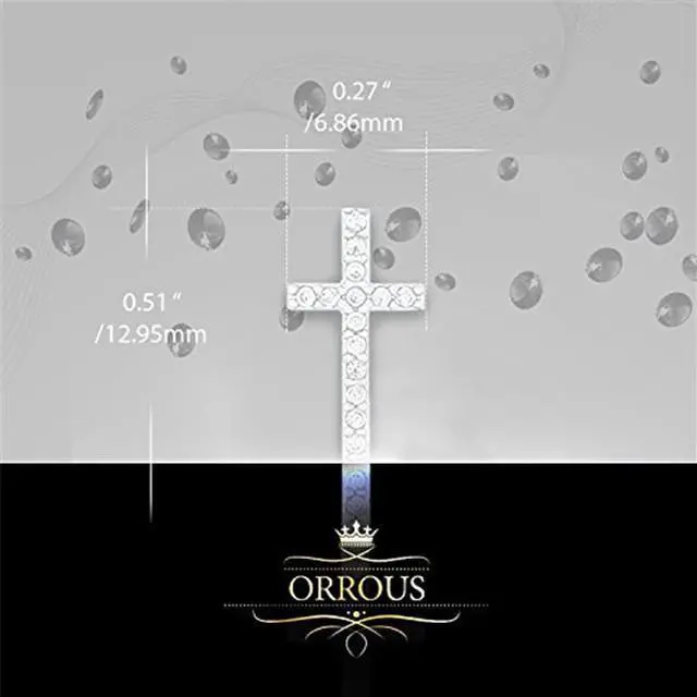 Alt view image 3 of 4 - 18k White Gold Plated Cubic Zirconia Cruciform Cross Stud Earrings by Orrous & Co.