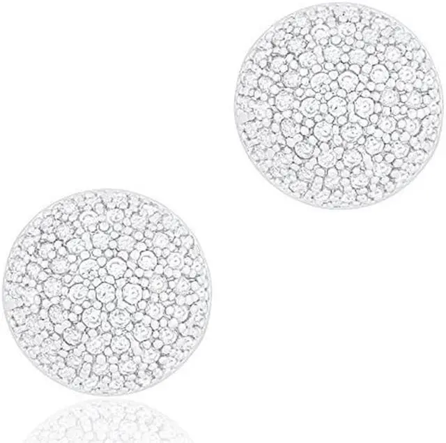 Main image of 18k White Gold Plated Cubic Zirconia Half-Ball Stud Earrings by Orrous & Co.