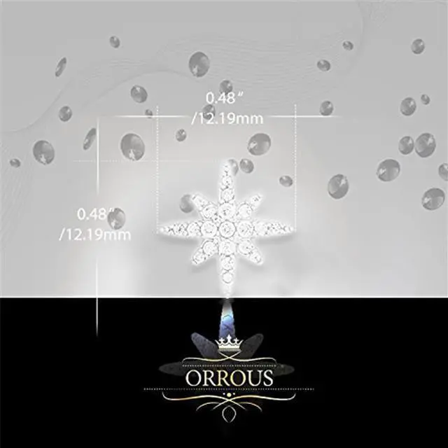 Alt view image 3 of 4 - 18k White Gold Plated Cubic Zirconia Compass Rose Stud Earrings by ORROUS & CO