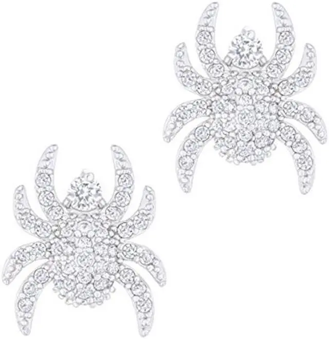 Main image of 18k White Gold Plated Cubic Zirconia Spider Stud Earrings (1.90 carats) by ORROUS & CO