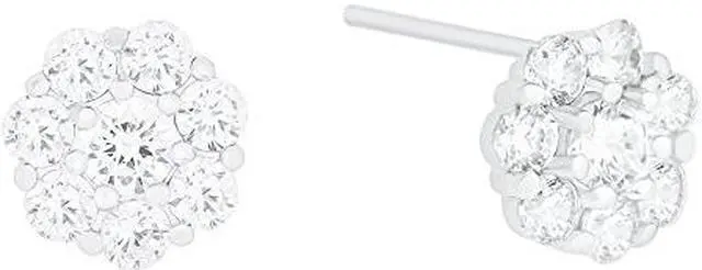 Main image of 18k Gold Plated Cubic Zirconia Flower Stud Earrings