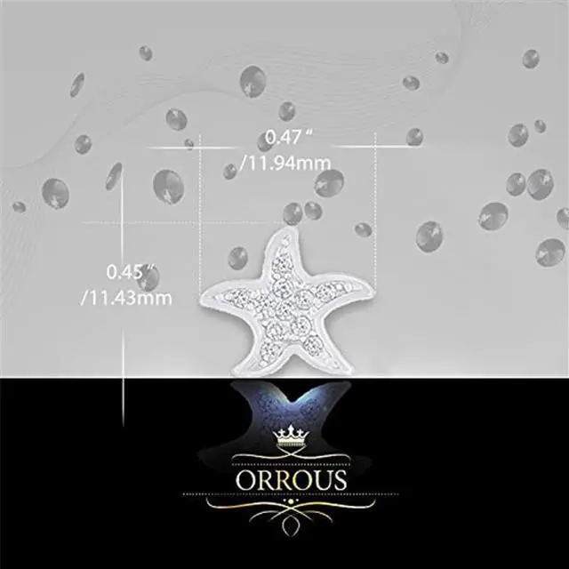 Alt view image 3 of 4 - 18k White Gold Plated Cubic Zirconia Starfish Stud Earrings by ORROUS & CO