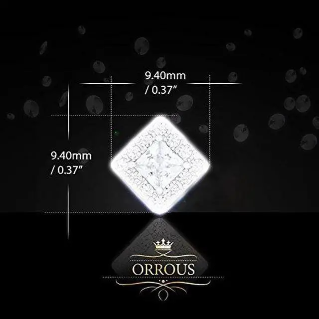 Alt view image 3 of 4 - 18k Gold Plated Solitaire Cubic Zirconia Square Stud Earrings (1.00 carats)