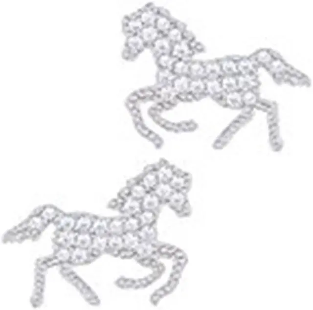 Main image of 18k White Gold Plated Cubic Zirconia Horse Stud Earrings by ORROUS & CO