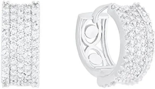Main image of 18k Gold Plated Cubic Zirconia Accent Hoop Earrings