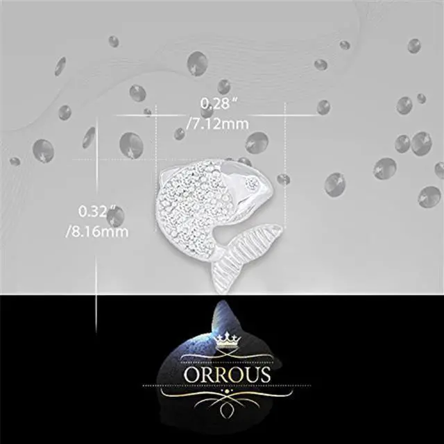 Alt view image 3 of 4 - 18k White Gold Plated Cubic Zirconia Fish Stud Earrings by Orrous & Co