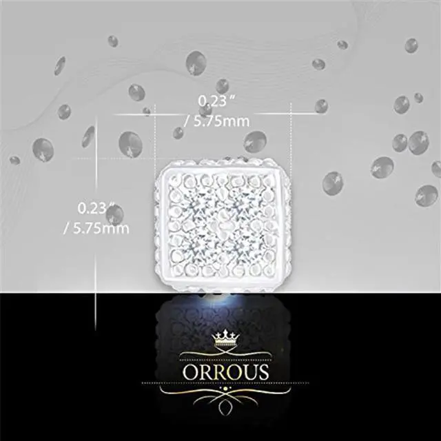 Alt view image 3 of 4 - 18k White Gold Plated Cubic Zirconia Ice Cube Dice Shape Unisex Stud Earrings by Orrous & Co.