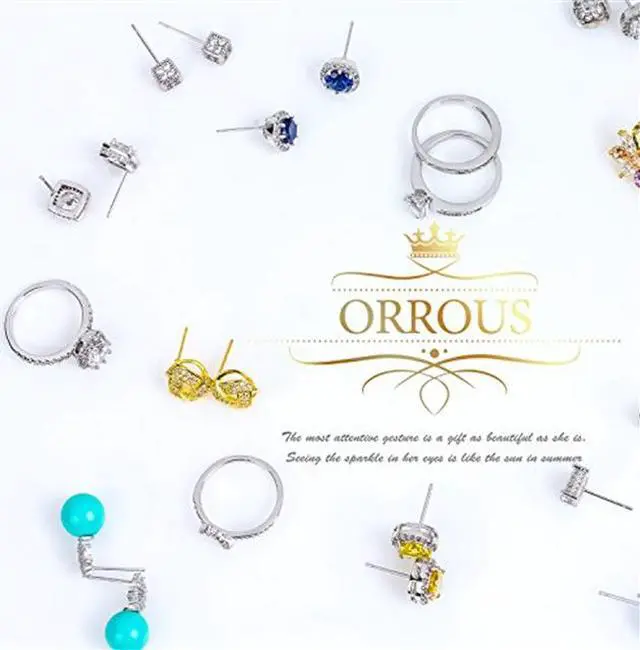 Alt view image 4 of 4 - 18k White Gold Plated Cubic Zirconia Statue of Liberty Crown Stud Earrings by Orrous & Co