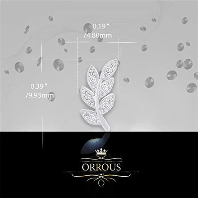 Alt view image 3 of 4 - 18k White Gold Plated Beautiful Leaf Stud Earrings by Orrous & Co