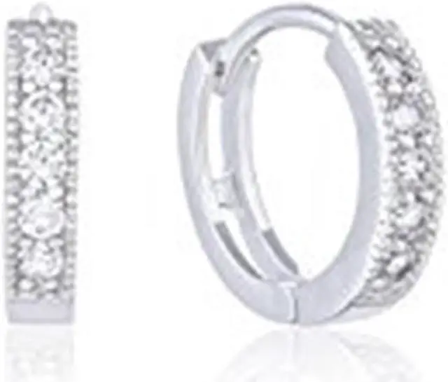 Main image of 18k Gold Plated Cubic Zirconia Accent Hoop Earrings by Orrous & Co.